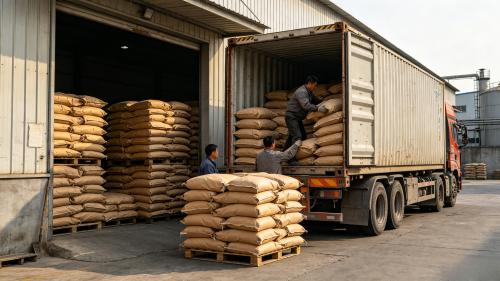 混凝劑PAM直發,搞清它和PAC的配合順序才能用好 混凝劑PAM源頭工廠倉(cang) 庫,叉車向貨車裝載聚丙烯酰胺,與(yu) PAC配合使用時先加PAC脫穩後加PAM架橋絮凝